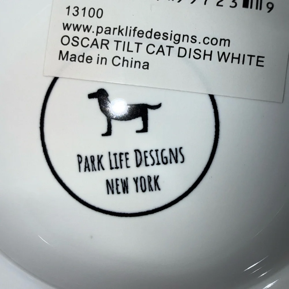 Park Life Design Matching White Cat Ceramic Bowl Set - 1 1/2 Cup Each.